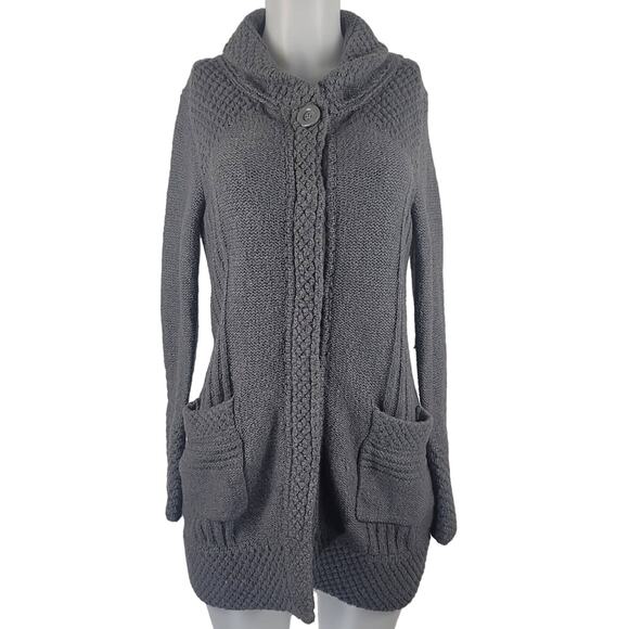 Prana Eslin Long Line Sweater Grey Organic Cotton/Wool Blend Women's XS - Picture 1 of 7